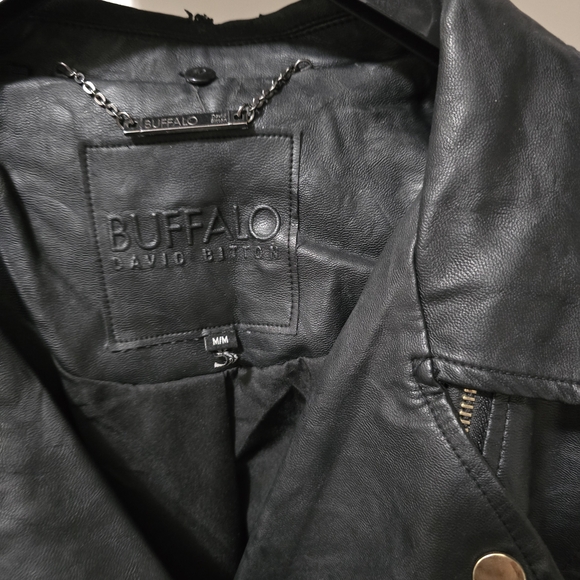 Vintage Buffalo David Bitton Vegan Faux Leather Black Moto Style Jack Medium - Picture 4 of 10